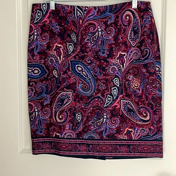 Talbots Petites Black Label Classic Sophistication Paisley Skirt Purple /Blue - Picture 1 of 7